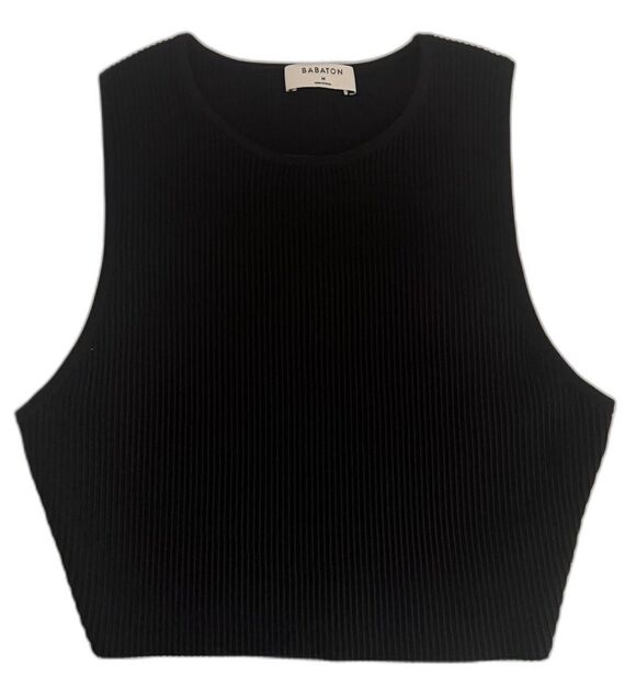 Aritzia Tops - Aritzia Babaton Sculpt Knit Racer High Neck Crop Tank Black Compressive Size M